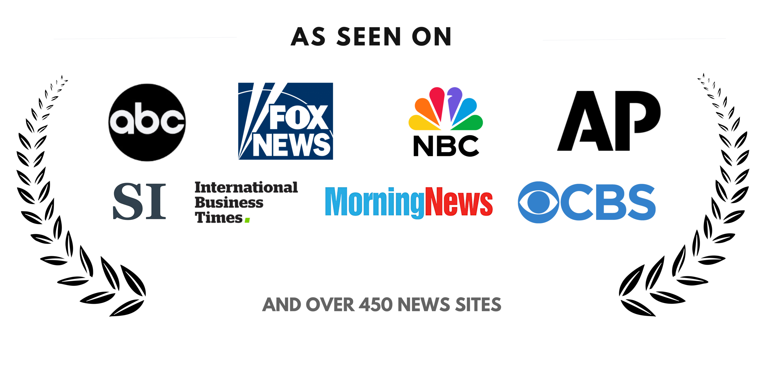 Oxford Book Publishing media coverage logos including ABC, Fox, NBC, AP News, SI, International Business Times, Morning News and CBS